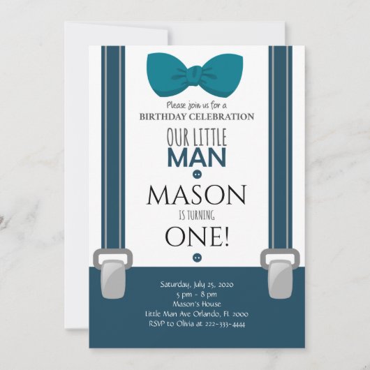 Kleine Man Verjaardagsuitnodiging Kaart (Voorkant)