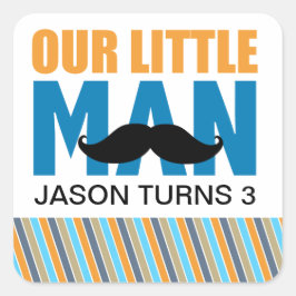 Kleine Man vierkante Sticker labels