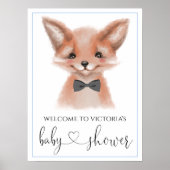 Kleine Man Woodland Fox Boy Baby shower Signs Poster (Voorkant)