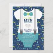 Kleine Mannen Baby shower Invitation, Bow Stropdas Kaart (Voorkant)