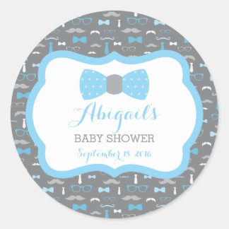 Kleine Mannen Baby showers Sticker, Baby blauw, Gr Ronde Sticker