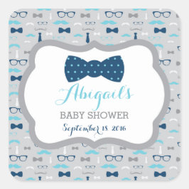Kleine Mannen Baby showers Sticker, Baby blauw, Na Vierkante Sticker