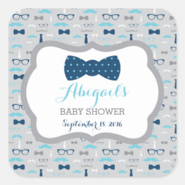 Kleine Mannen Baby showers Sticker, Baby blauw, Na Vierkante Sticker
