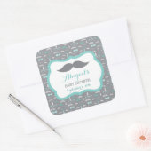 Kleine Mannen Baby showers Sticker, Blauwgroen, Aq Vierkante Sticker (Envelop)