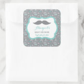 Kleine Mannen Baby showers Sticker, Blauwgroen, Aq Vierkante Sticker (Tas)