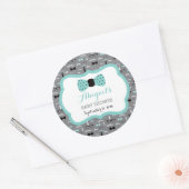 Kleine Mannen Baby showers Sticker, Blauwgroen, gr Ronde Sticker (Envelop)