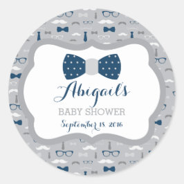 Kleine Mannen Baby showers Sticker, marineblauw, g Ronde Sticker