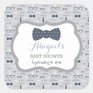 Kleine Mannen Baby showers Sticker, marineblauw, g Vierkante Sticker