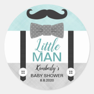 Kleine mannen boog stropdas mint groen grijs jonge ronde sticker