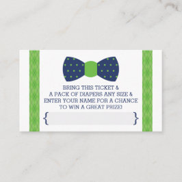Kleine Mannen luier loterij ticket, blauw, groen Informatiekaartje