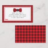 Kleine Mannen luier loterij ticket, Buffalo plaid Informatiekaartje (Voorkant / Achterkant)