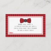 Kleine Mannen luier loterij ticket, Buffalo plaid Informatiekaartje (Voorkant)