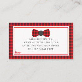 Kleine Mannen luier loterij ticket, Buffalo plaid Informatiekaartje