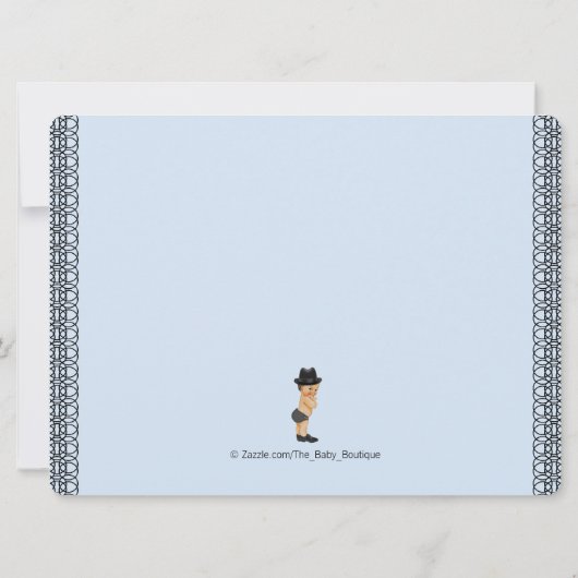 Kleine Mannen snor blauw en zwart Baby shower Kaart (Achterkant)
