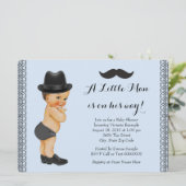 Kleine Mannen snor blauw en zwart Baby shower Kaart (Staand voorkant)