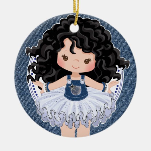 Kleine mannetjes in Denim en Diamonds met Kerstmis Keramisch Ornament (Voorkant)
