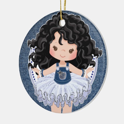 Kleine mannetjes in Denim en Diamonds met Kerstmis Keramisch Ornament (Links)