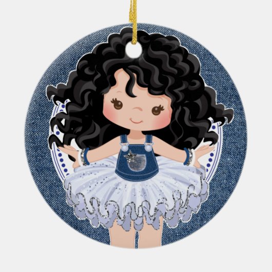 Kleine mannetjes in Denim en Diamonds met Kerstmis Keramisch Ornament (Achterkant)