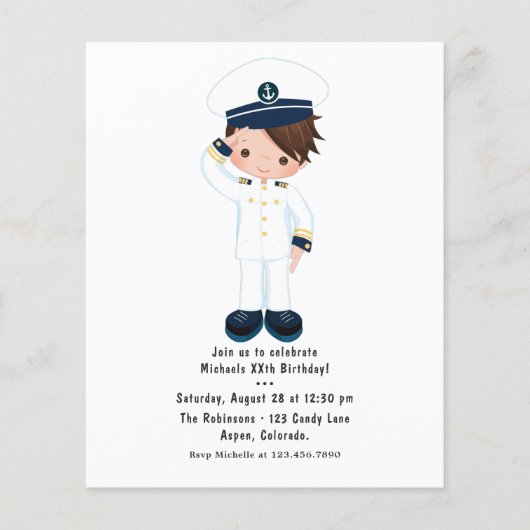 Kleine marine jongen nautisch verjaardagsfeestje flyer (Voorkant)