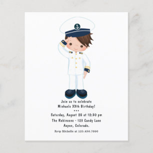 Kleine marine jongen nautisch verjaardagsfeestje flyer