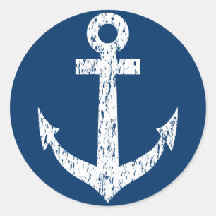 Kleine marineblauwe stickers met  bootanker