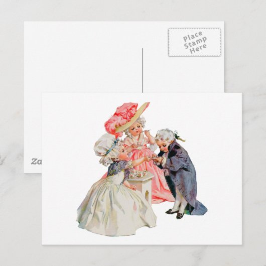 Kleine Martha Washington's Tea Party Uitnodiging Briefkaart (Voorkant / Achterkant)