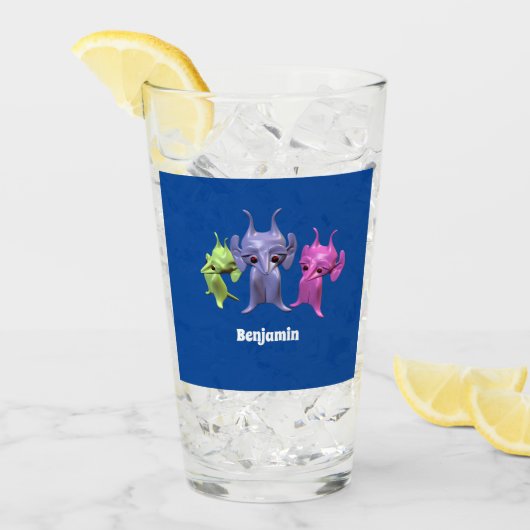 Kleine martianen, gepersonaliseerd voor kinderen. glas (Voorkant ijs)