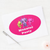 Kleine martianen, gepersonaliseerd voor kinderen. ovale sticker (Envelop)