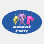 Kleine martianen, gepersonaliseerd voor kinderen. ovale sticker (Voorkant)