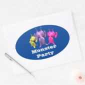 Kleine martianen, gepersonaliseerd voor kinderen. ovale sticker (Envelop)