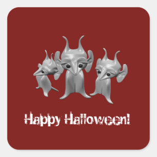 Kleine martianen, Happy Halloween, gepersonaliseer Vierkante Sticker