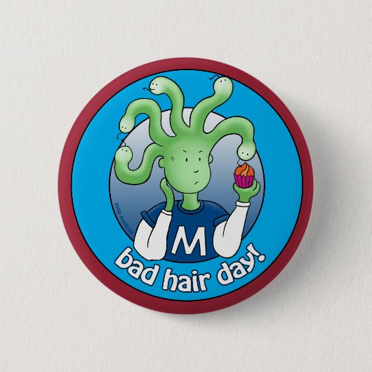 Kleine Medusa, slechte haardag. Ronde Button 5,7 Cm (Voorkant)