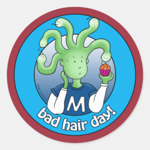 Kleine Medusa, slechte haardag! Ronde Sticker