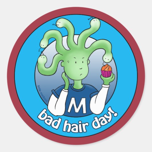 Kleine Medusa, slechte haardag! Ronde Sticker (Voorkant)