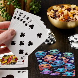 Kleine Meerkleurige Buitenaardse Wezens in de Ruim Pokerkaarten
