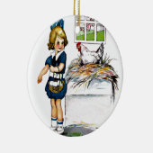 Kleine meid die eieren verzamelt keramisch ornament (Rechts)