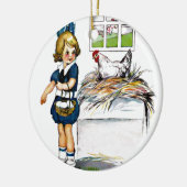 Kleine meid die eieren verzamelt keramisch ornament (Links)