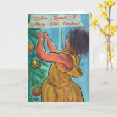 Kleine meid die kerstboom versiert kaart (Gele Bloem)