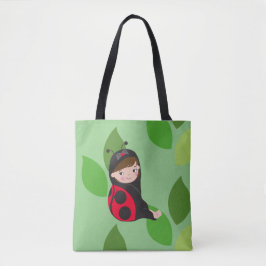 Kleine meid in Red Ladybug Costume Tote Bag