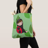 Kleine meid in Red Ladybug Costume Tote Bag (Dichtbij)