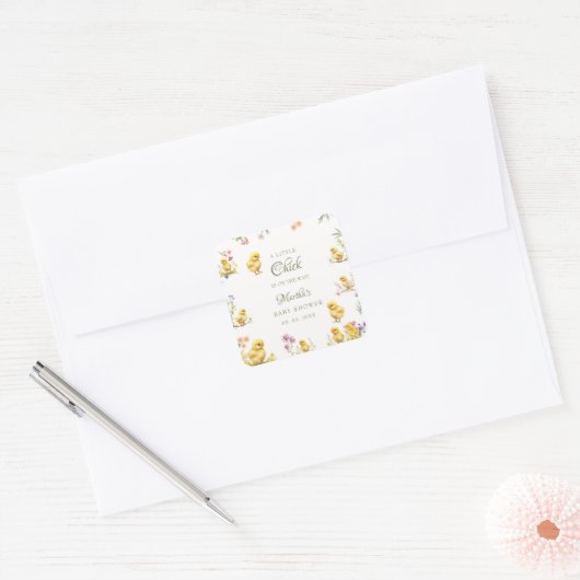 Kleine meid is op weg naar boerderij baby shower vierkante sticker (Envelop)