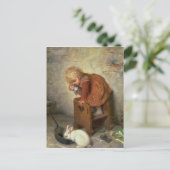 Kleine meid met een konijn briefkaart (Staand voorkant)