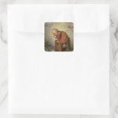 Kleine meid met een konijn vierkante sticker (Tas)