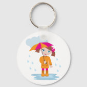Kleine meid met een paraplu Sleutelhanger (Achterkant)