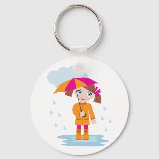 Kleine meid met een paraplu Sleutelhanger (Achterkant)