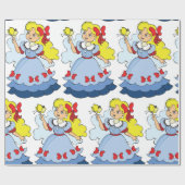 Kleine meid met een vlinder cadeaupapier (Vlak)