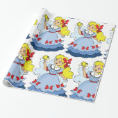 Kleine meid met een vlinder cadeaupapier (Uitgerold)