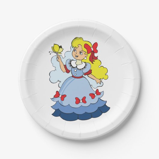 Kleine meid met een vlinder papieren bordje (Voorkant)