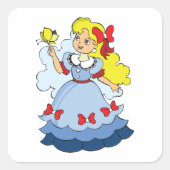 Kleine meid met een vlinder vierkante sticker (Voorkant)
