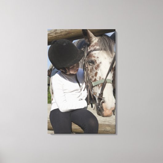 Kleine meid met haar paard canvas afdruk (Voorkant)